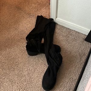 Black knee thigh high boots . Worn once to future concert